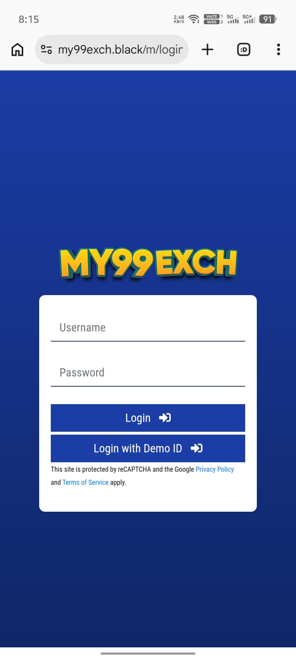 My99Exch Login Page — Official My99Exch Platform